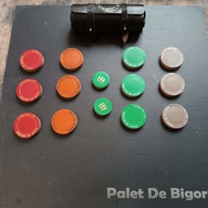 Jeu 12 palets et 2 Maîtres dans étui cuir "le Mou"
